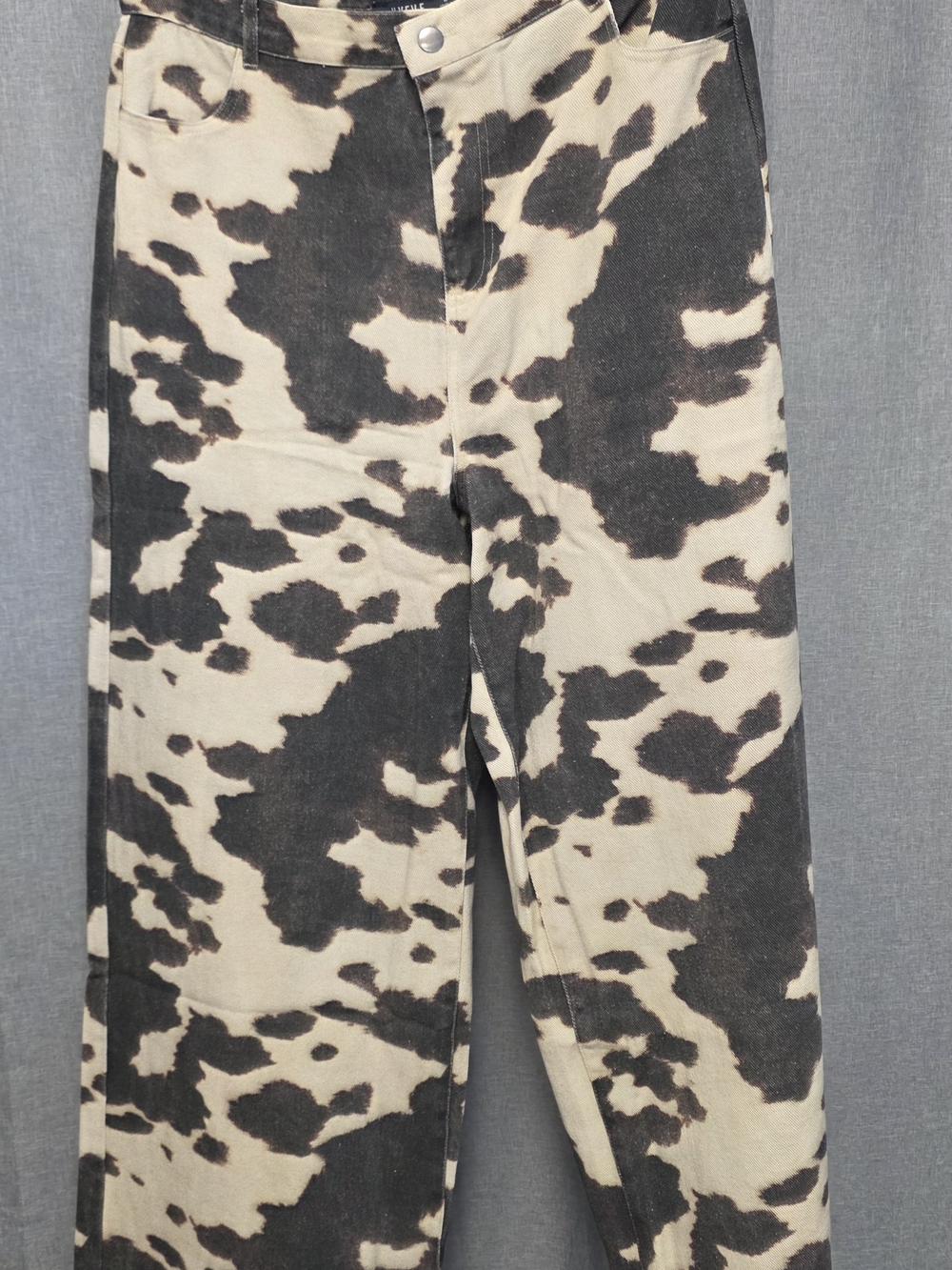 HYFVE Black and Cream Cow Print Straight Leg Pants